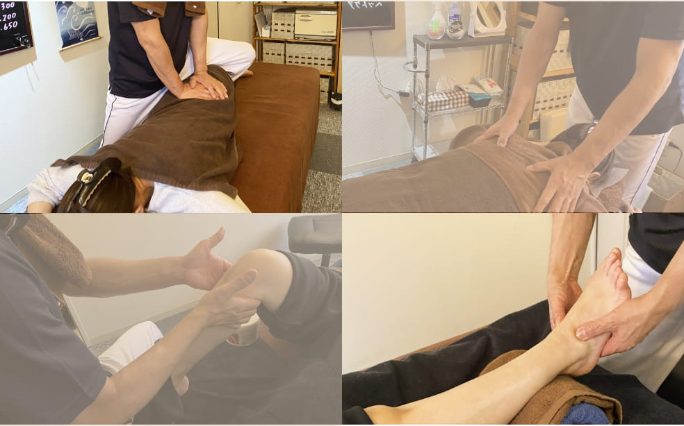 整体・もみほぐしコースで女性が施術を受けている写真